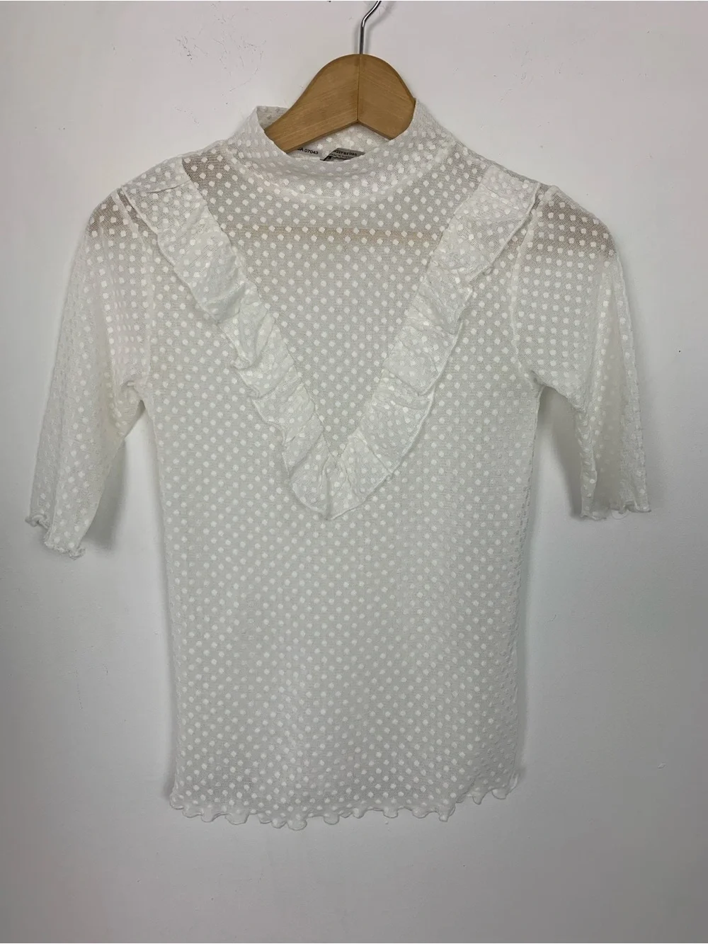 Stradivarius Sheer Ruffle Top - Picture 2 of 5
